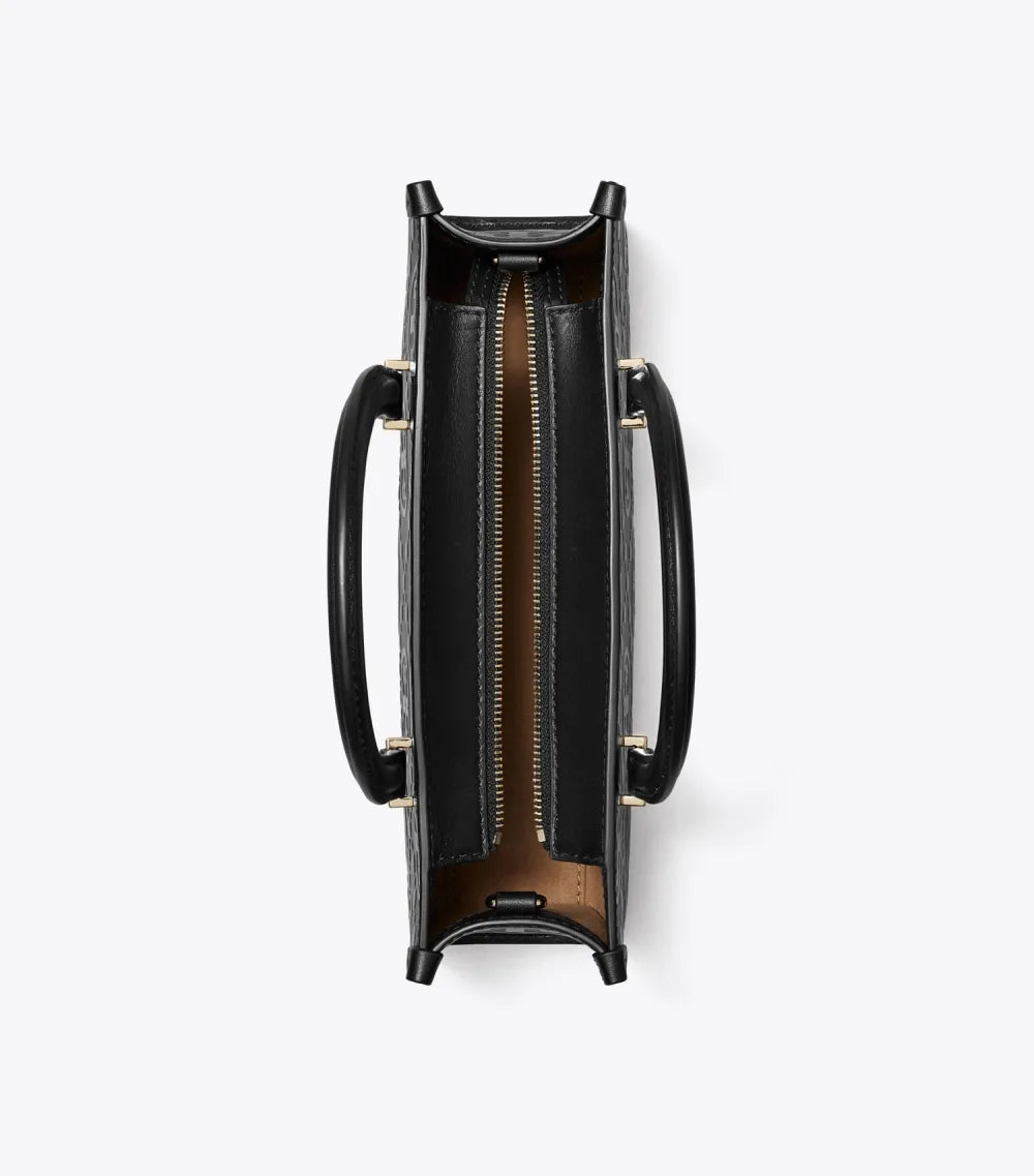 T Monogram Embossed Small East-West Tote