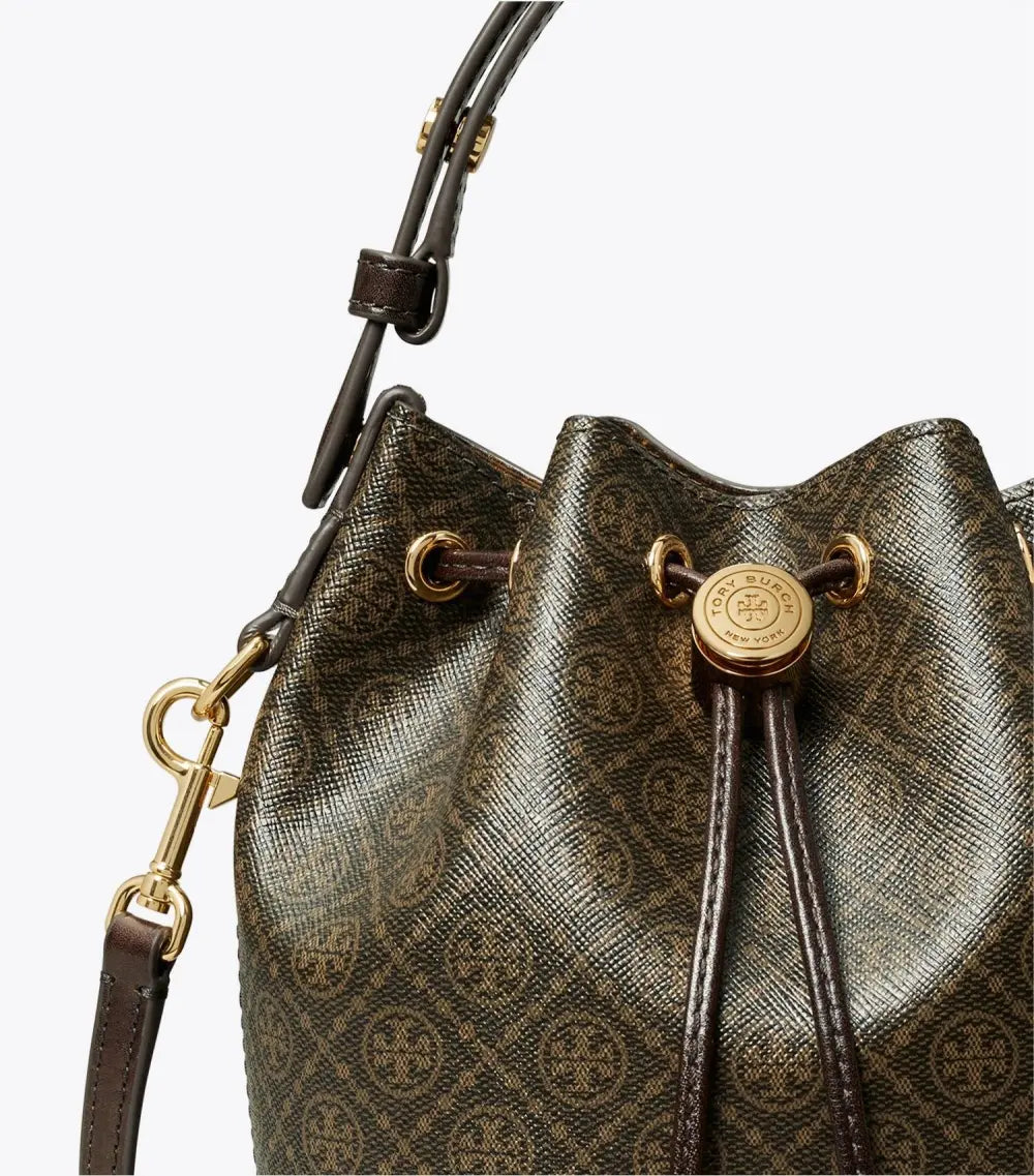 T Monogram Coated Canvas Mini Bucket Bag