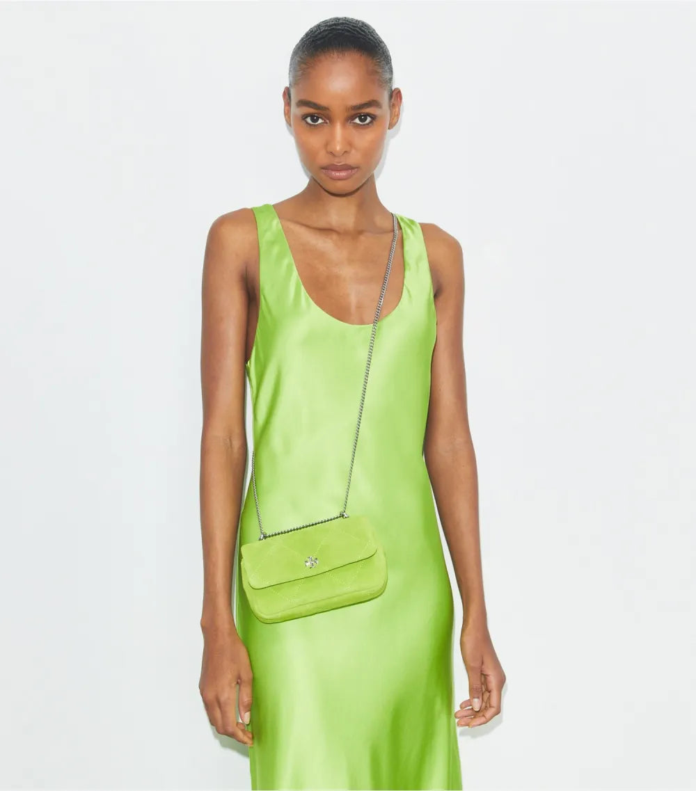 Mini Kira Diamond Quilt Suede Flap Bag