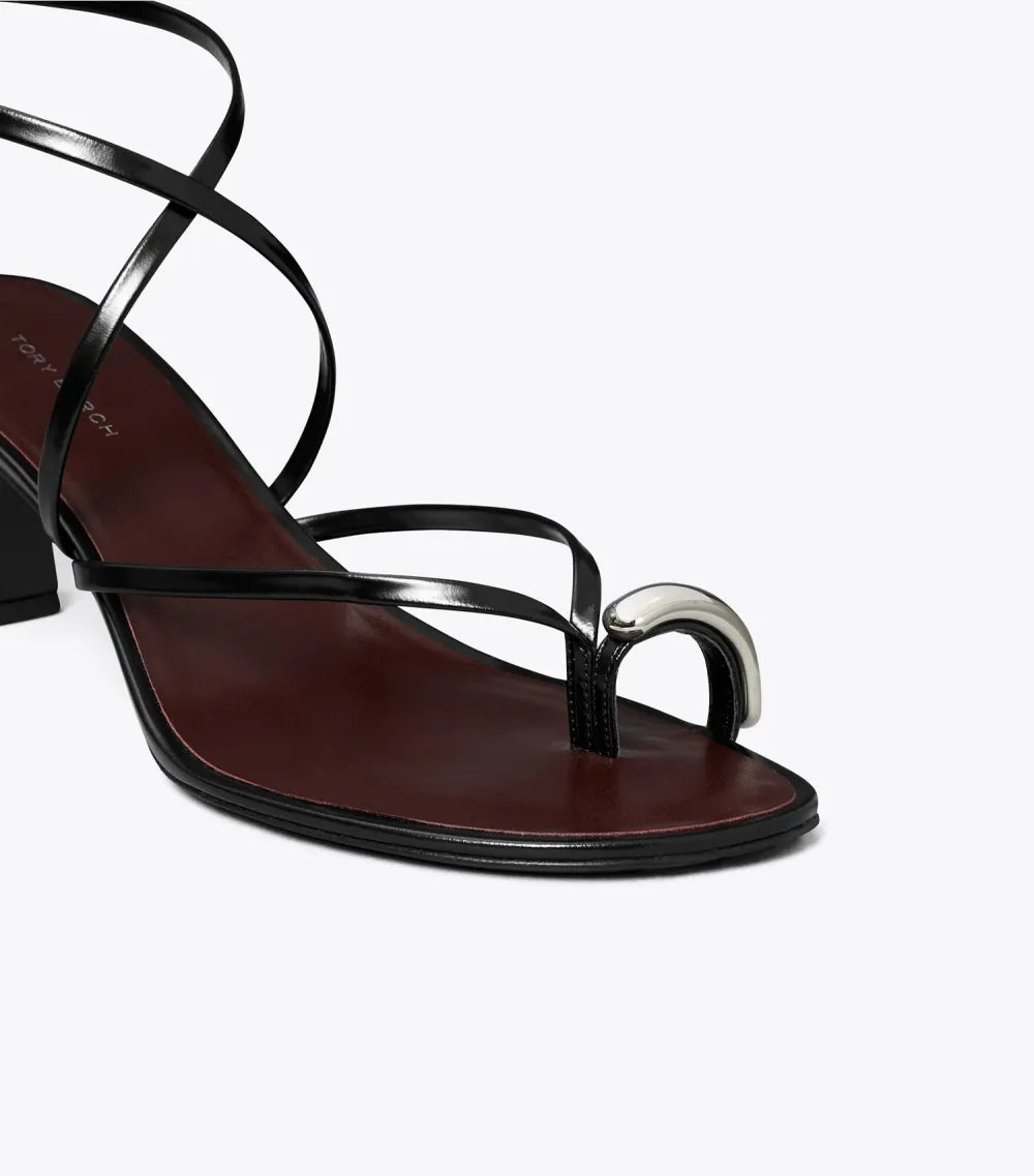 Pierced Multi-Strap Heeled Sandal