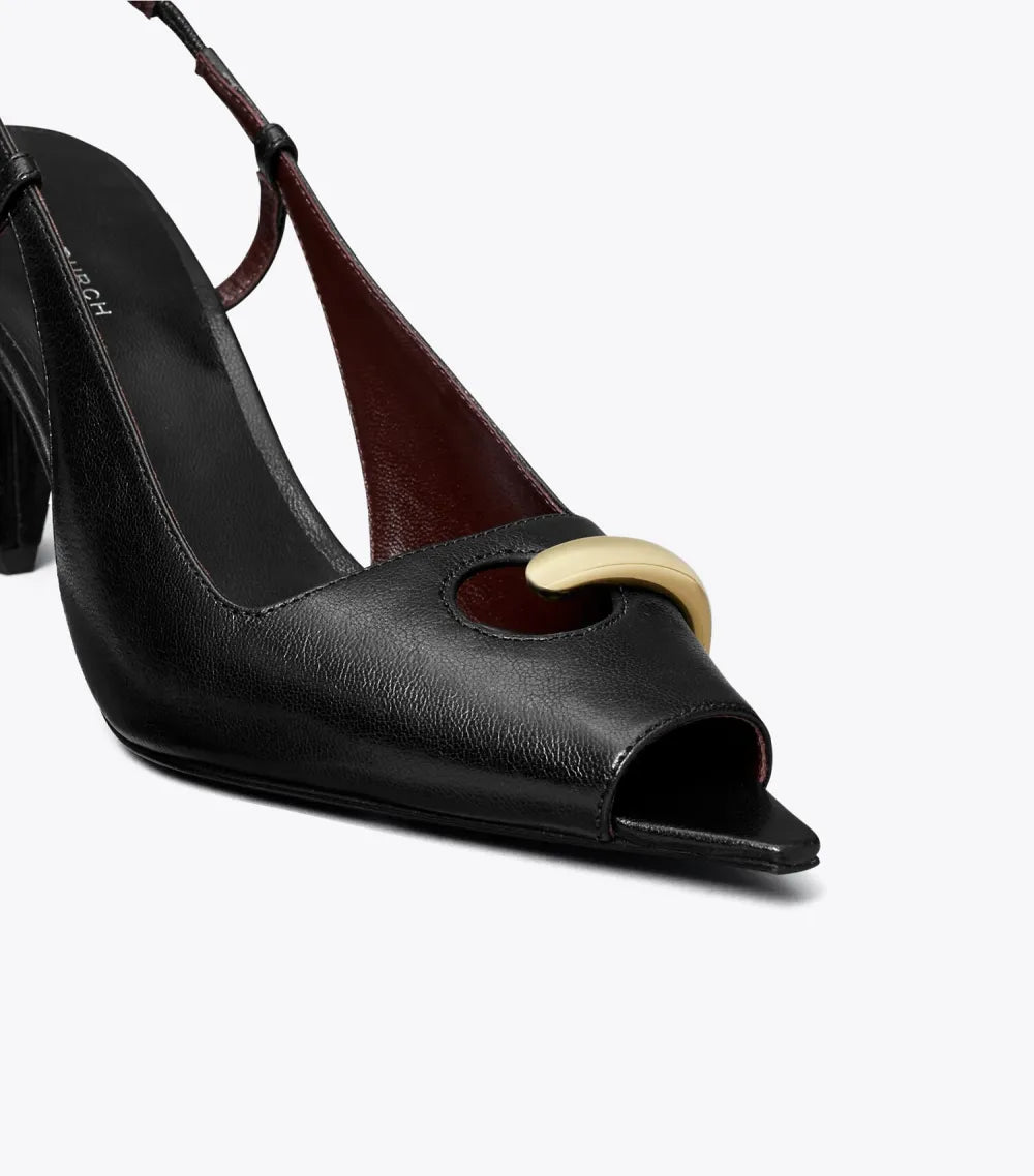 Pierced Peep-Toe Slingback