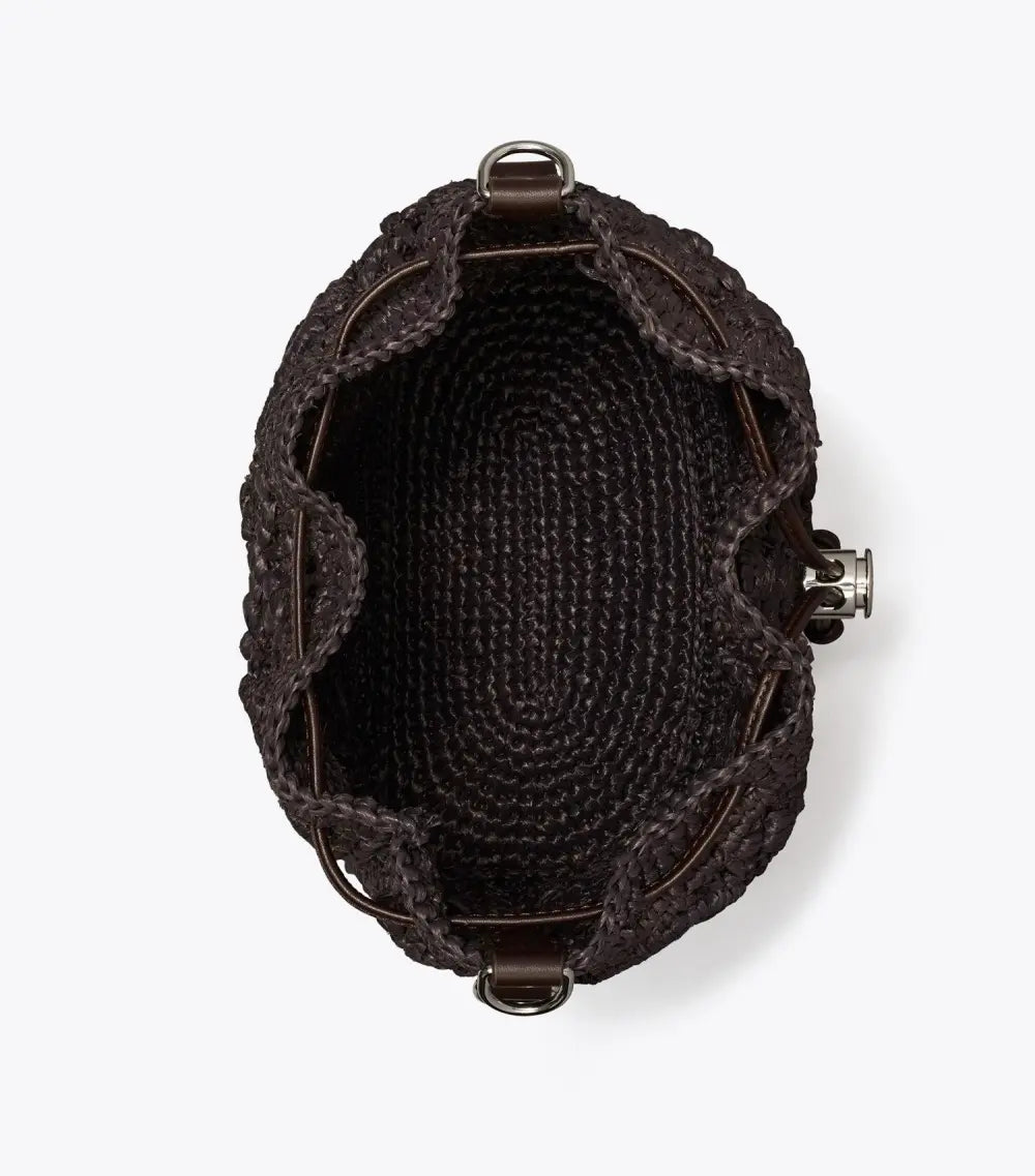 T Monogram Raffia Bucket Bag
