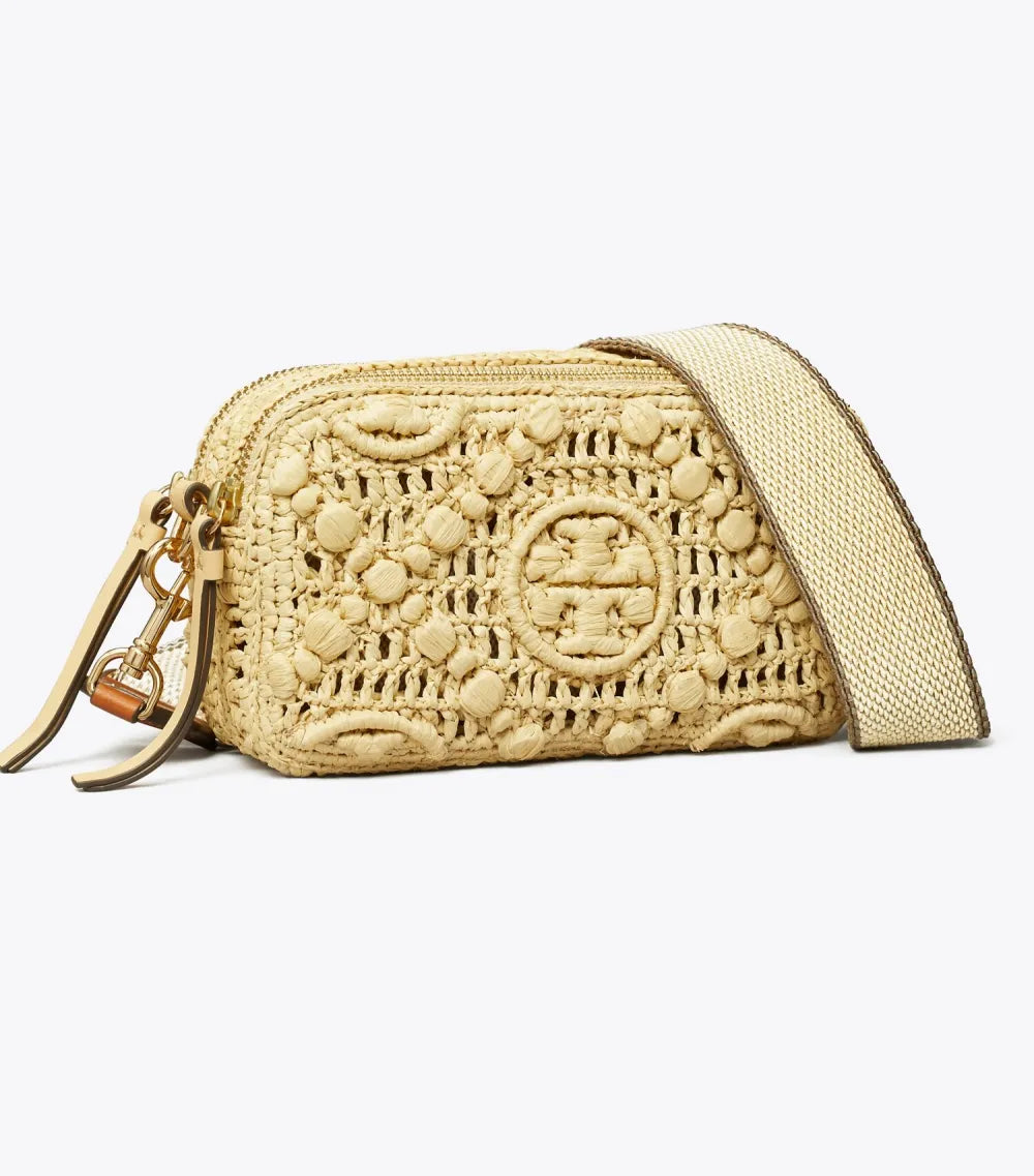 T Monogram Mini Miller Raffia Crossbody Bag