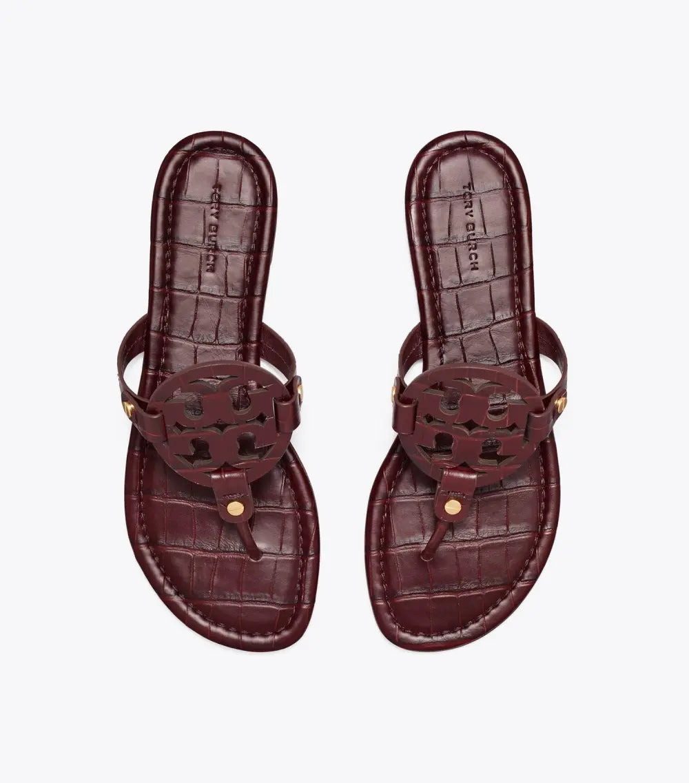 Miller Croc-Embossed Leather Sandal