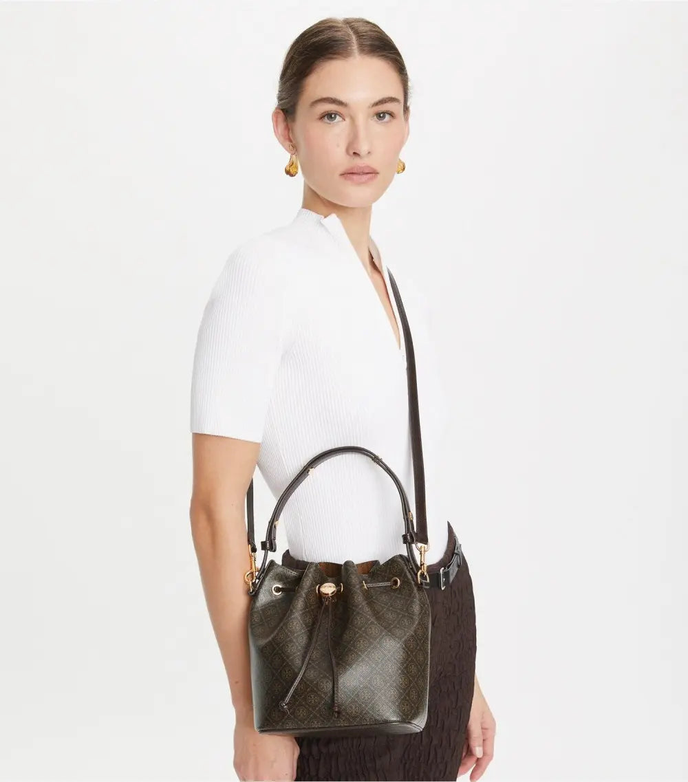 T Monogram Coated Canvas Bucket Bag