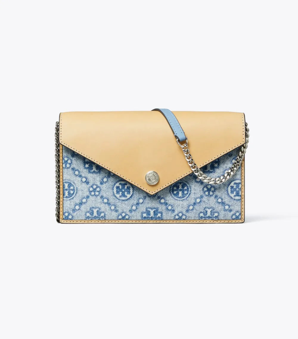 T Monogram Denim Envelope Crossbody