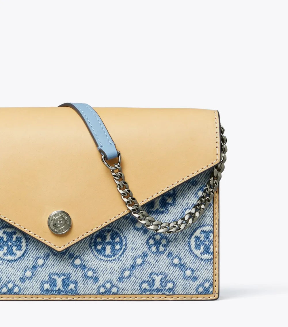 T Monogram Denim Envelope Crossbody