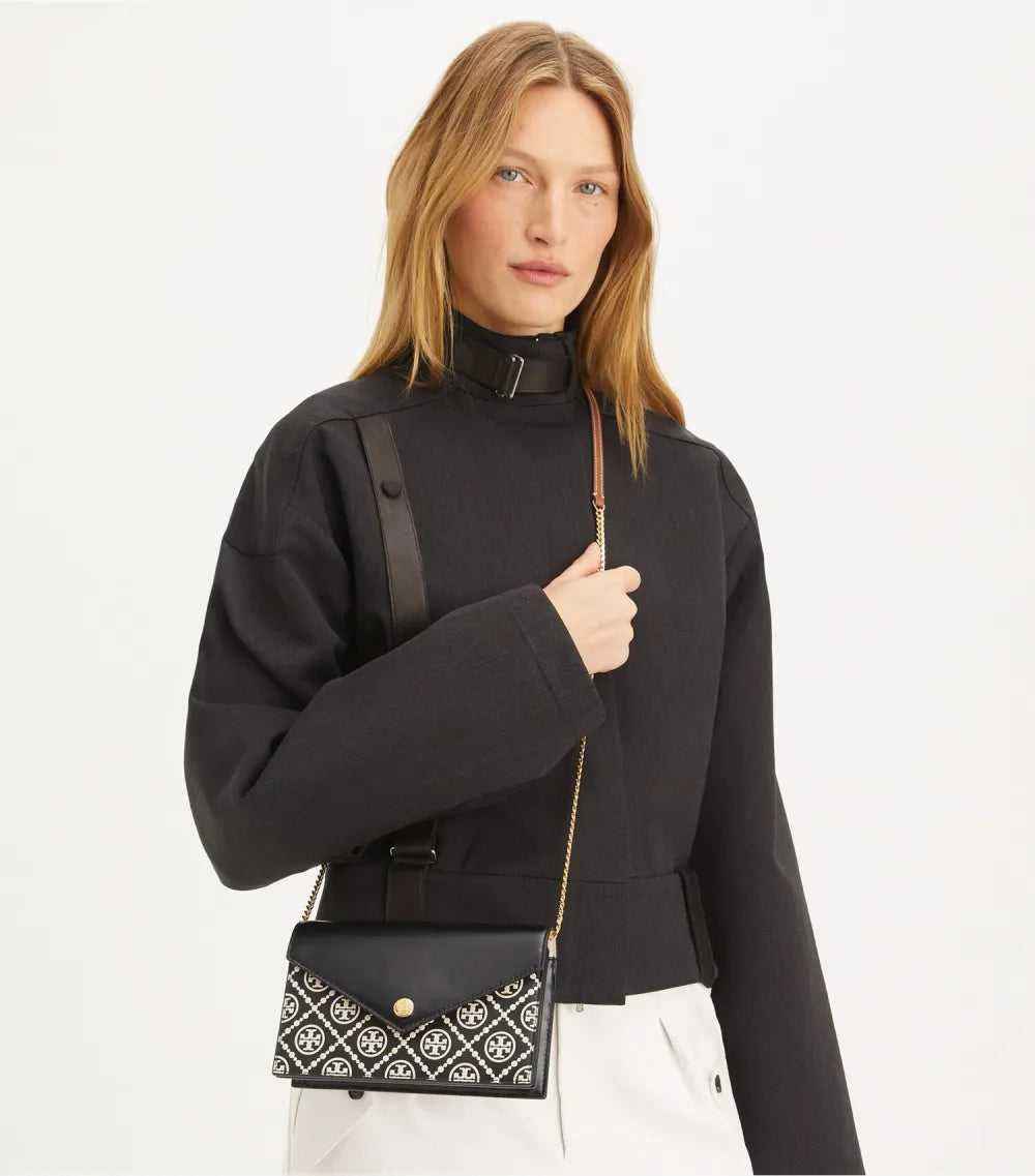 T Monogram Contrast Embossed Envelope Crossbody
