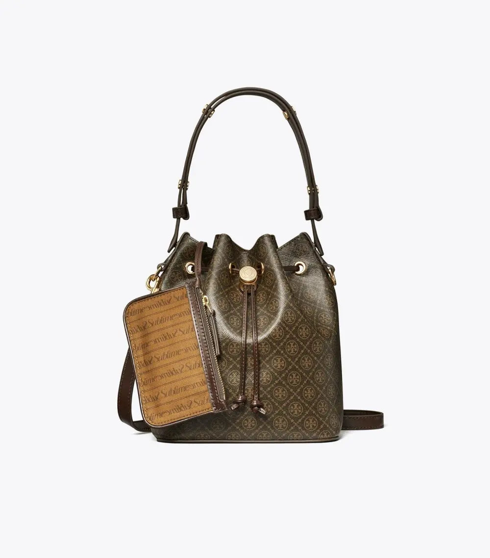 T Monogram Coated Canvas Bucket Bag