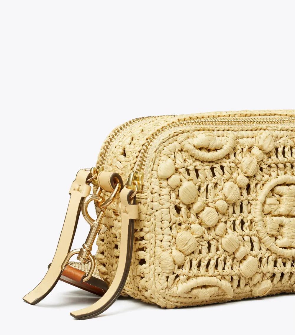 T Monogram Mini Miller Raffia Crossbody Bag
