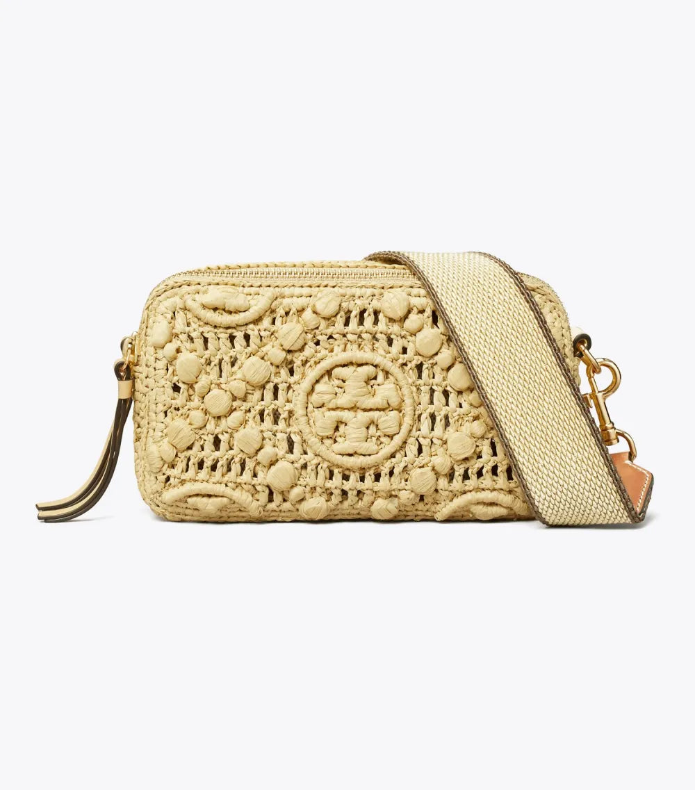 T Monogram Mini Miller Raffia Crossbody Bag