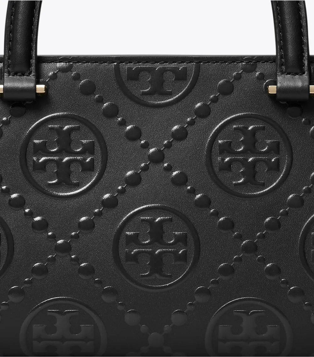 T Monogram Embossed Small East-West Tote