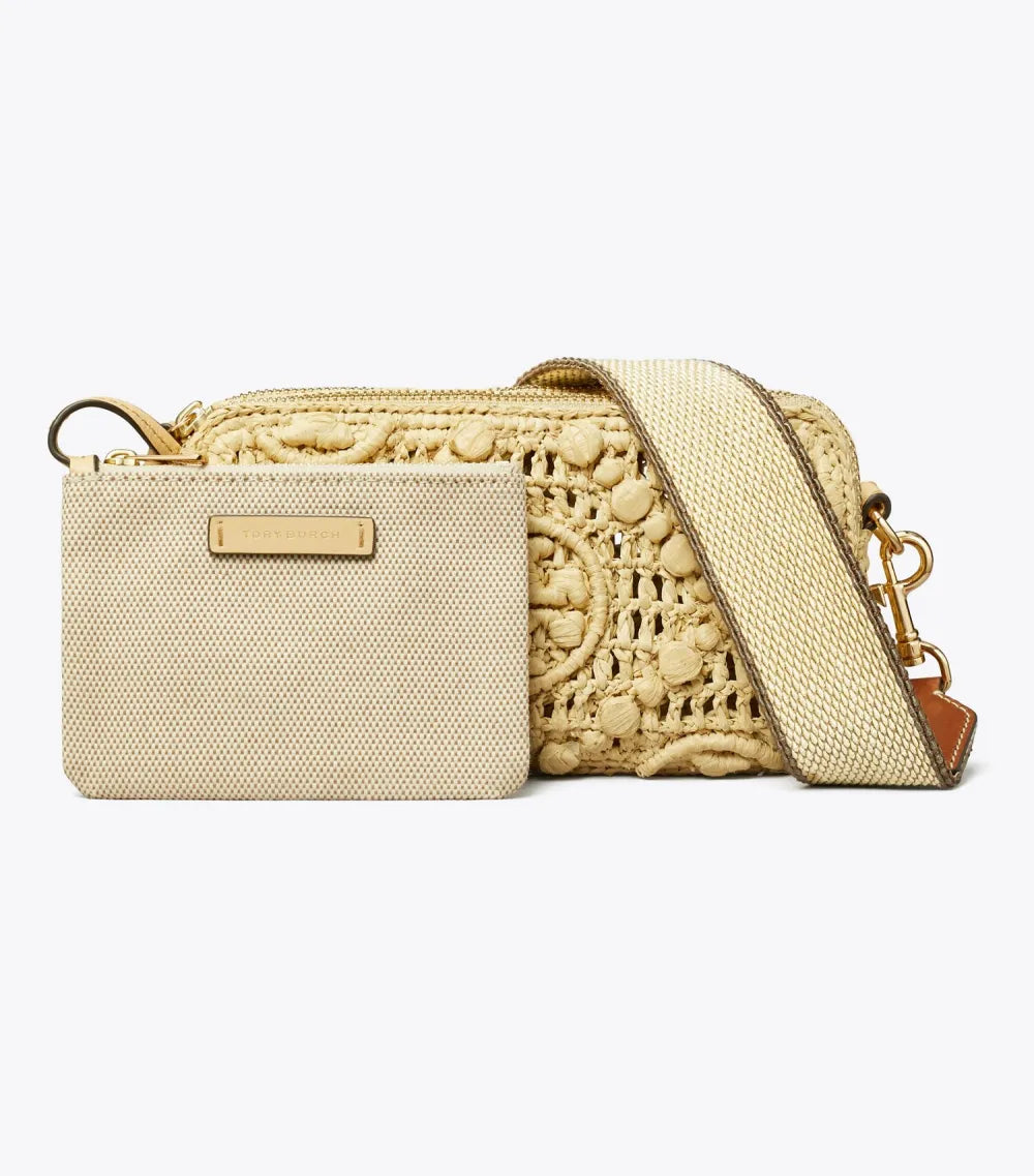 T Monogram Mini Miller Raffia Crossbody Bag