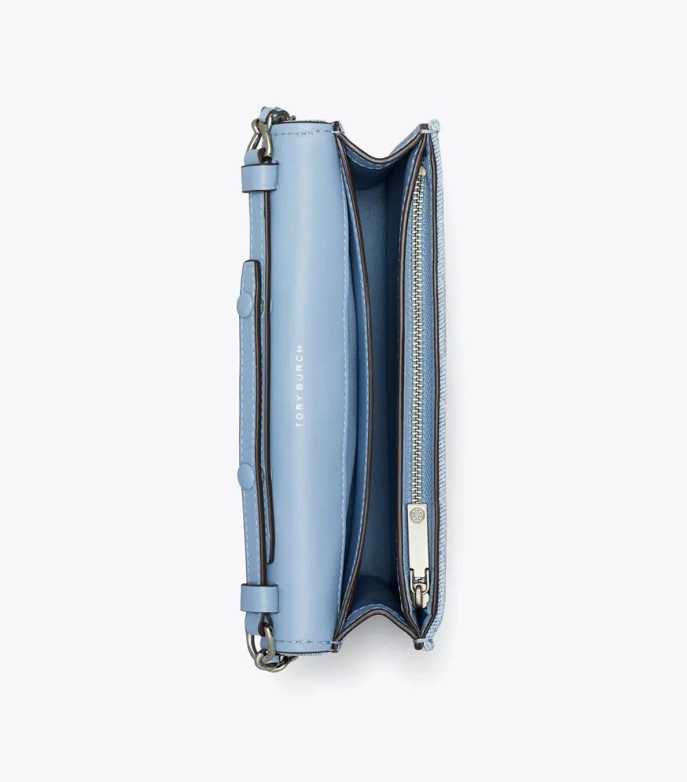 Fleming Denim-Print Suede Crossbody