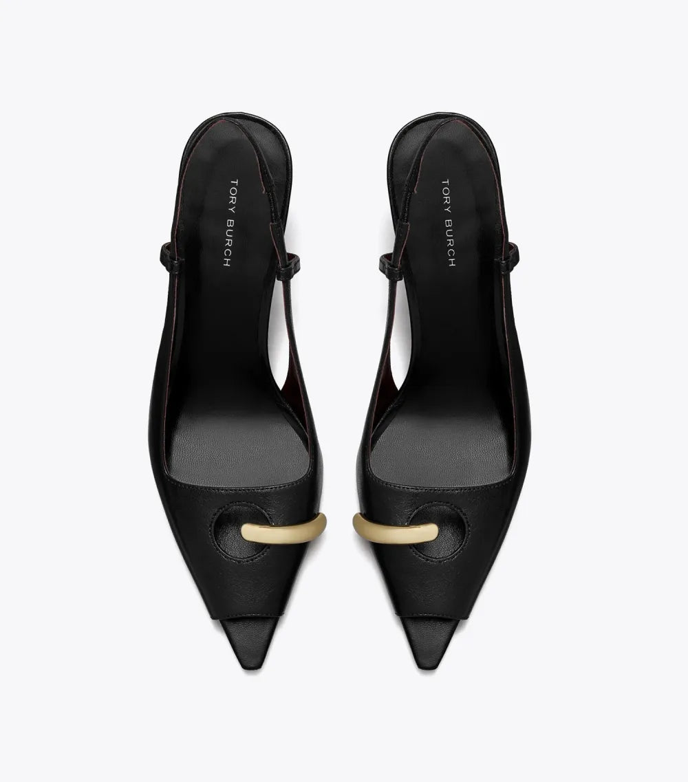 Pierced Peep-Toe Slingback